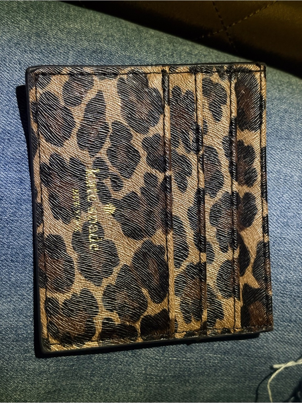 kate spade Leopard Print Card Holder with Gold Accent